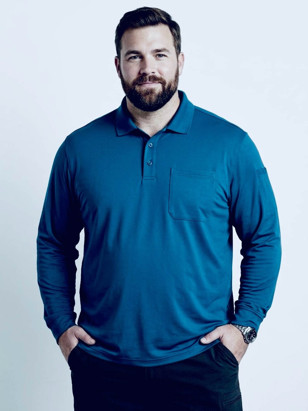 Duluth Trading Co. Teal Knuckledown Long Sleeve Polo Pocket 22920 SZ 2X